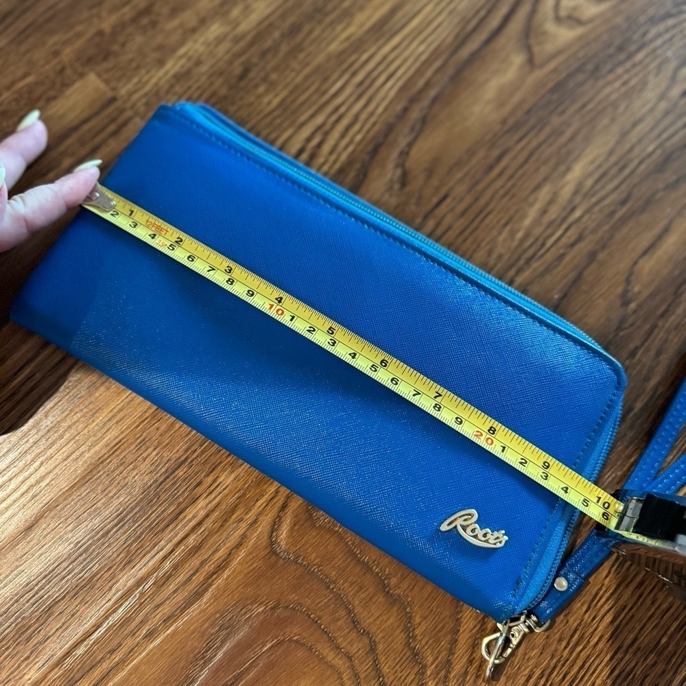 Roots royal blue wallet clutch